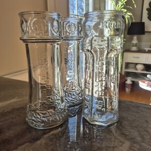 Red Lobster Canada Embossed Clear Glass Lighthouse Accent Vases - Set of 3